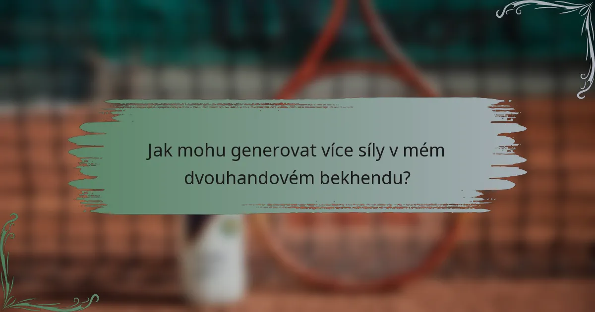 Jak mohu generovat více síly v mém dvouhandovém bekhendu?