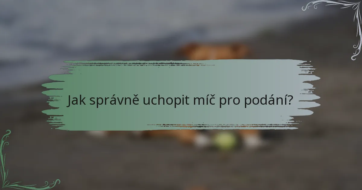 Jak správně uchopit míč pro podání?