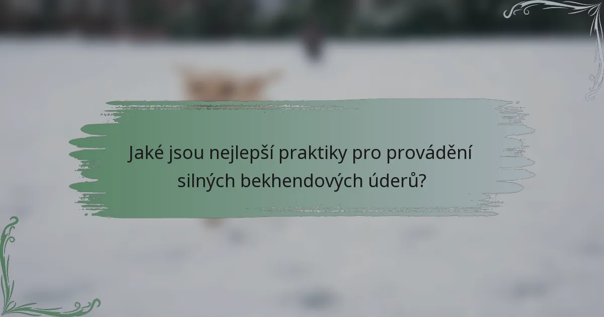Jaké jsou nejlepší praktiky pro provádění silných bekhendových úderů?